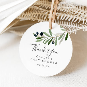 Modern Olive Branch Baby Shower Thank You Favour Tags