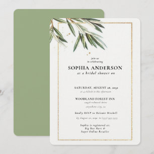 Modern Olive Branch Bridal Shower Invitation