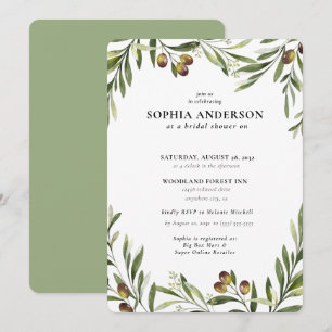 Modern Olive Branch Bridal Shower Invitation