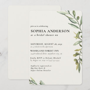 Modern Olive Branch Bridal Shower Invitation