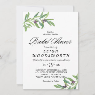 Modern Olive Branch Bridal Shower Invitation