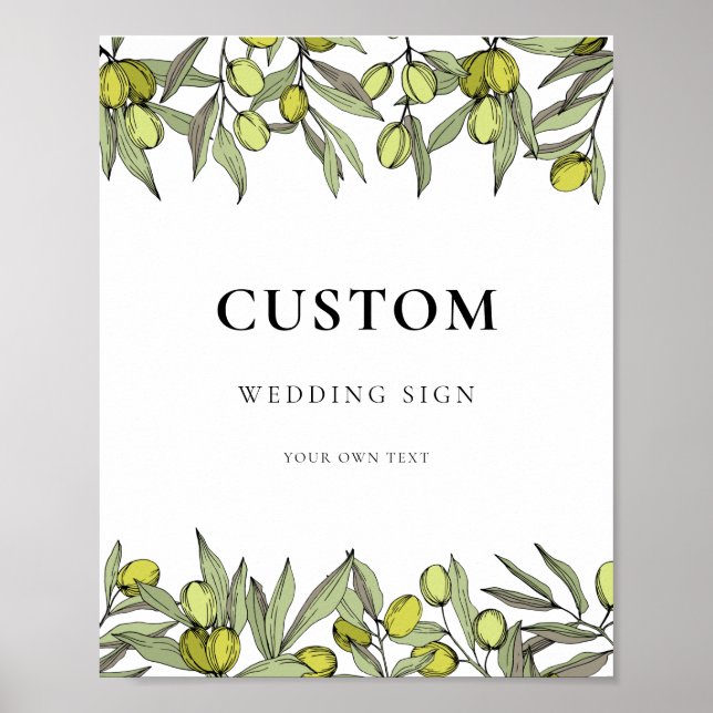 Modern Olive branch custom wedding Poster (Front)