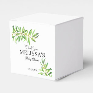 Modern Olive Branch Greenery Thank You Favor Box