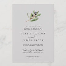 Modern Olive Branch | Grey Formal Wedding