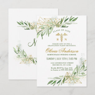 Modern Olive Branch Nursing School Graduation Invitation