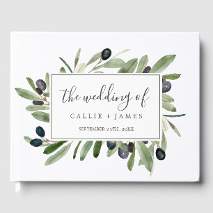 Modern Olive Branch Wedding Guest Book