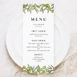 Modern Olive branch wedding Menu<br><div class="desc">Olive branches design collection,  ideal for a simple and chic vineyard wedding. This original stationery suite is both classic and elegant. Fully customizable colours: you can easily change the colour of the text and the background to your liking.</div>