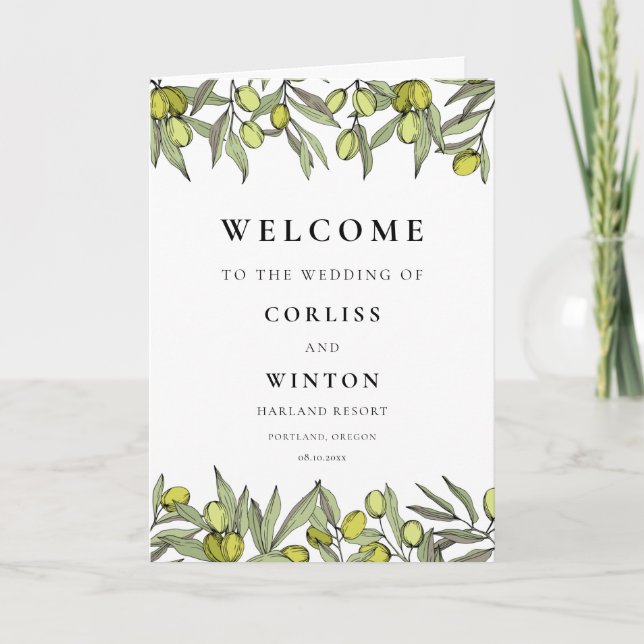 Modern Olive branch wedding Program (Front)