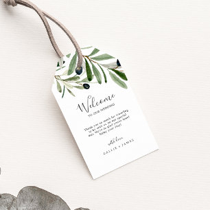 Modern Olive Branch Wedding Welcome Gift Tags