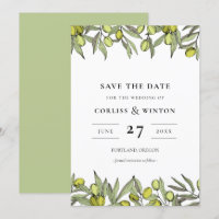 Modern Olive branches Save the date