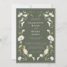 Modern Olive Calla Lily & Orchid Botanical Wedding