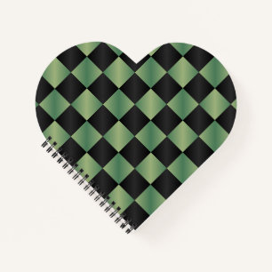 Modern Olive Green Black Gradient Checkered Notebook
