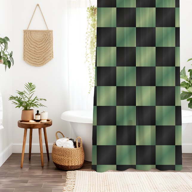 Modern Olive Green Black Gradient Chequered  (Creator Uploaded)