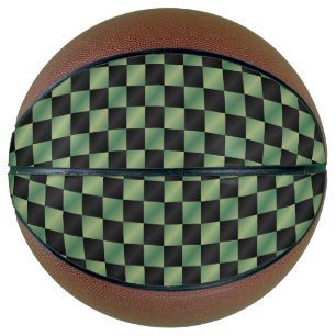 Modern Olive Green Black Gradient Chequered Basketball
