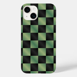 Modern Olive Green Black Gradient Chequered Case-Mate iPhone 14 Case
