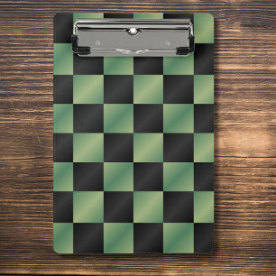 Modern Olive Green Black Gradient Chequered Mini Clipboard