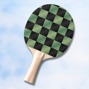 Modern Olive Green Black Gradient Chequered Ping Pong Paddle