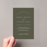 Modern Olive Green Clear Minimalist Wedding 