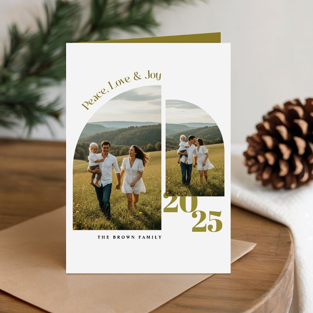Modern Olive Green Family Christmas Folded Holiday Card (Creator Uploaded)