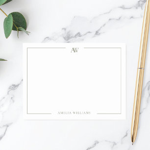 Modern Olive Green Minimalist Elegant Monogram Post-it Notes