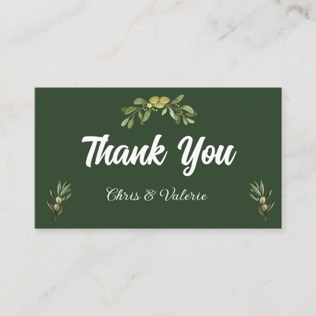 Modern Olive Green Sticker Place Card (Front)