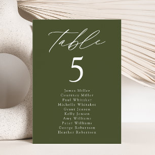 Modern Olive Green Table Number Seating Chart
