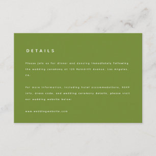 Modern Olive Green Wedding Details & Website Enclosure Card