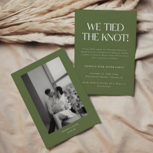 Modern Olive Green Wedding Elopement Reception Invitation
