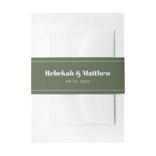 Modern Olive Green Wedding Invitation Belly Band