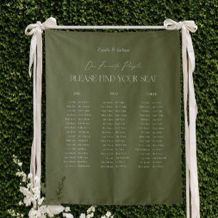 Modern Olive Green Wedding Seating Chart Fabric Tapestry