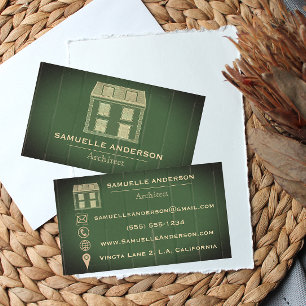 Modern Olive Green Wooden Architect Construction Business Card