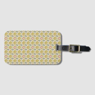 Modern Olive & Magenta Geometric Tribal Pattern Luggage Tag