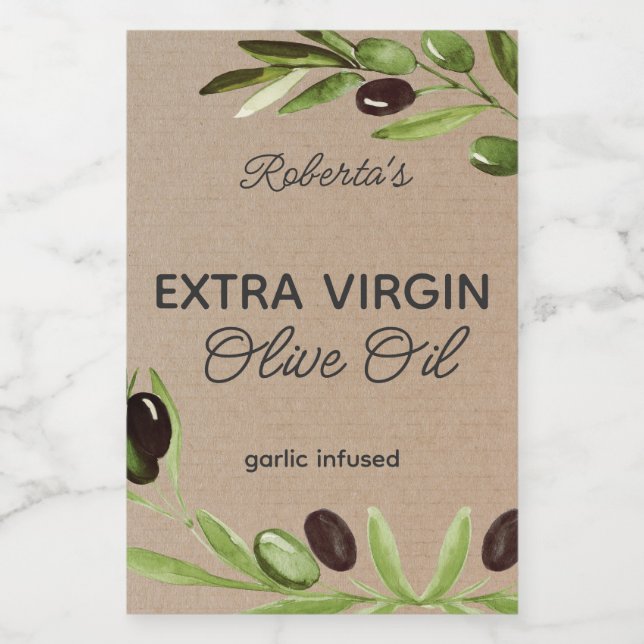 Modern Olive Oil Bottle Food Label Olives (Single Label)