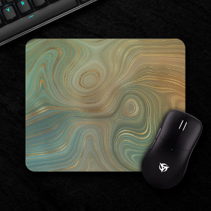 Modern Olive Strata Earthy Green and Gold Agate Mouse Pad