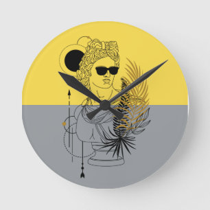 Modern Olympic God Apollo Colorblock Round Clock