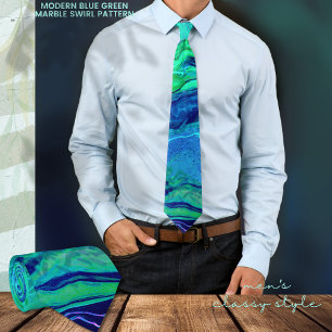 Modern Ombre Blue Green  Swirl Pattern Tie