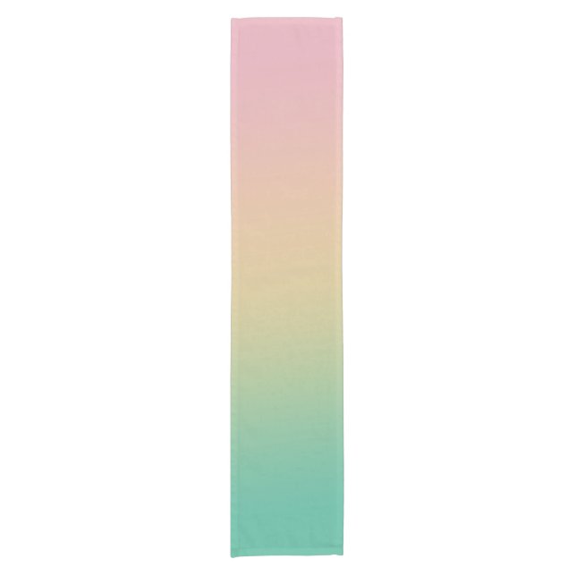 Modern Ombre Gradient Teal Peach Pink Short Table Runner (Front)