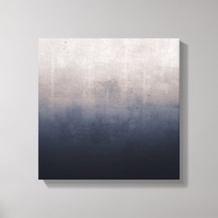 Modern ombre Navy Blue Grey White rustic abstract Canvas Print