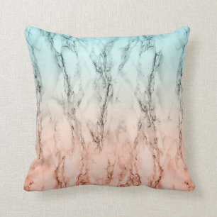 Modern ombre pink and blue marble throw pillow