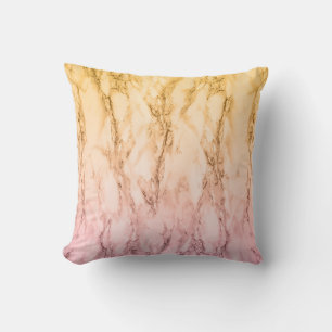 Modern ombre pink purple and yellow marble throw pillow