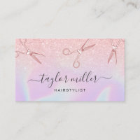 Modern ombre rose gold holographic hairstylist