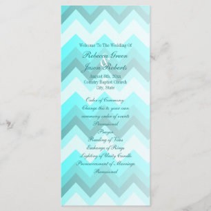 modern ombre turquoise chevron wedding programs