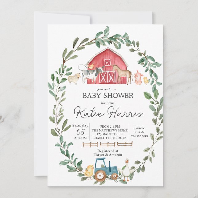 Modern on the Farm Baby Shower Invitation (Front)