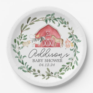 Modern on the Farm paper plate, greenery farm plat Paper Plate