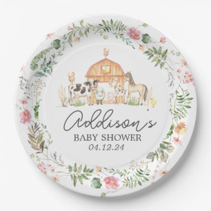 Modern on the Farm paper plate, greenery farm plat Plate