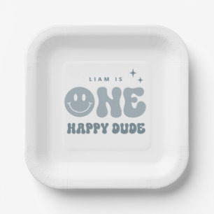 Modern ONE Happy Dude Birthday Party Plates