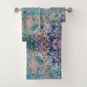 Modern One Of A Kind Abstract With Sangria Colors Bath Towel Set