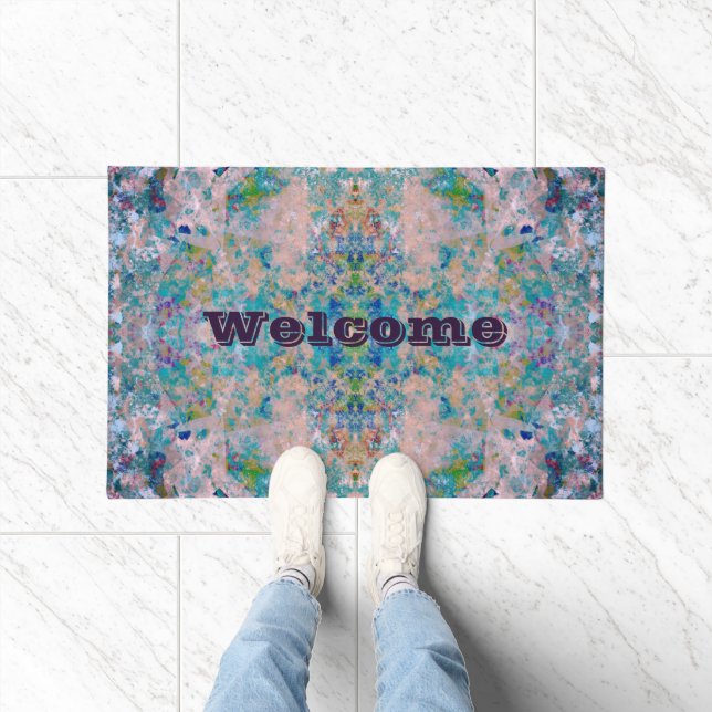 Modern One Of A Kind Abstract With Sangria Colours Doormat (Indoor)