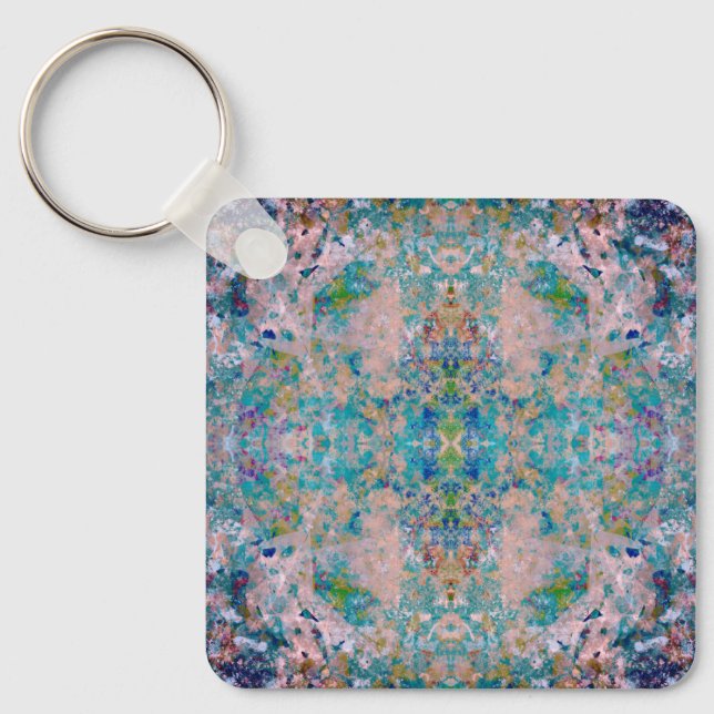 Modern One Of A Kind Abstract With Sangria Colours Keychain (Front)