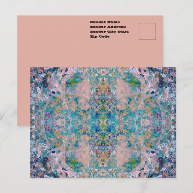 Modern One Of A Kind Abstract With Sangria Colours Postcard (Front/Back)